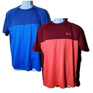 Under Armour HeatGear Shirts Bundle Men’s Medium Blue & Coral Style 135156